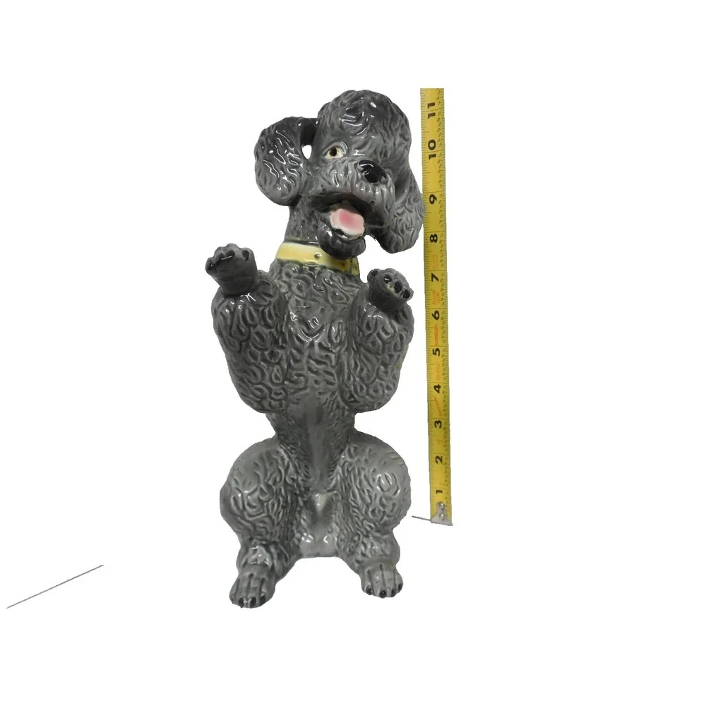 Sitting Up Poodle Ceramic Figurine Vintage Mid Century Japan
